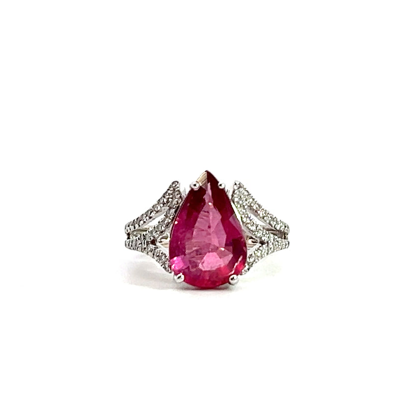 18K WG Pink Tourmaline & Diamond Ring