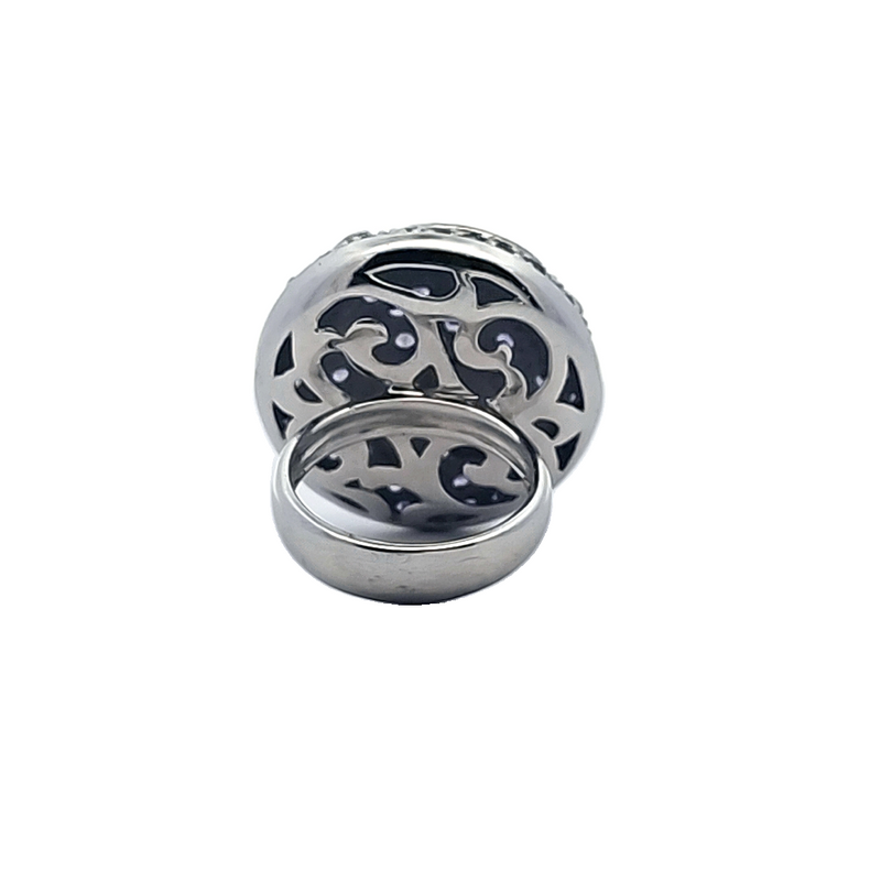 Sterling Silver Iolite & Black Enamel Ring