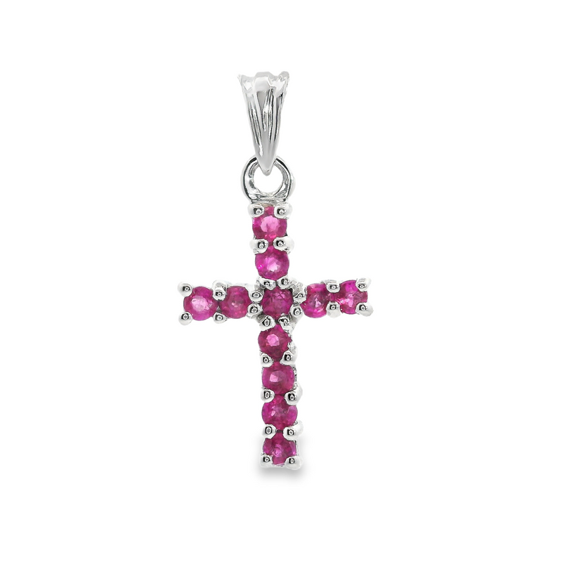 10K WG Ruby Cross Pendant