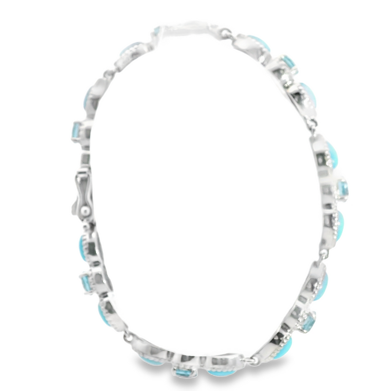 Sterling Silver Sleeping Beauty Turquoise & Blue Topaz Bracelet