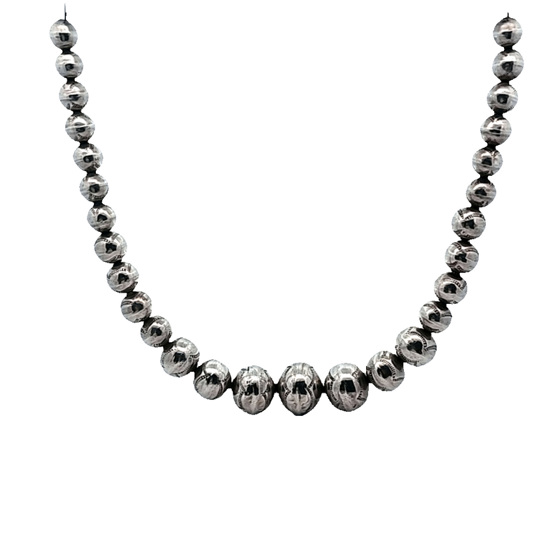 Sterling Silver Beaded Necklace 16"