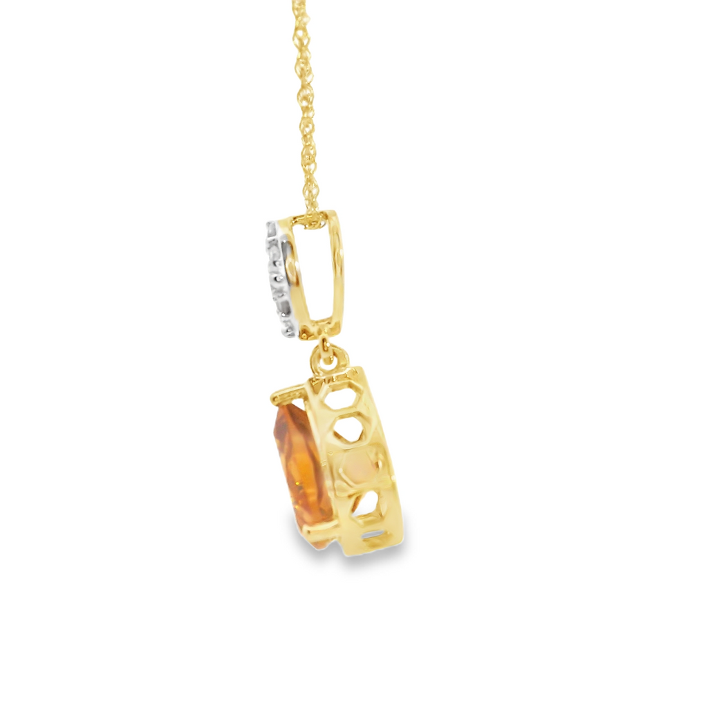 10K YG Citrine & Diamond Pendant