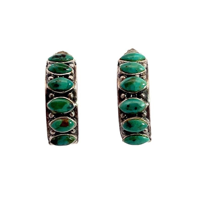 Sterling Silver Turquoise J-Hoop Earrings