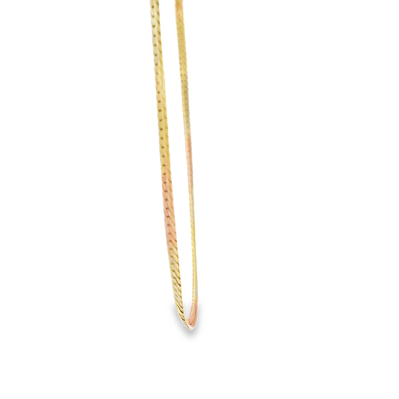 14K Tri Color Herringbone Necklace 18"