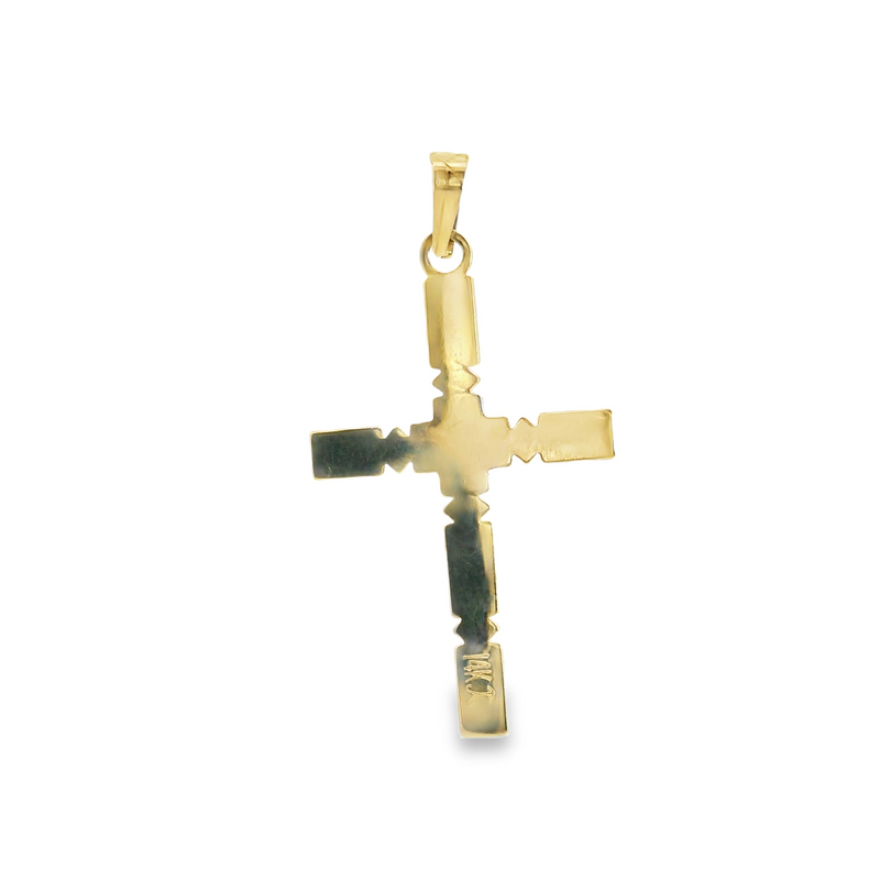14K Two Tone Diamond Cross Pendant