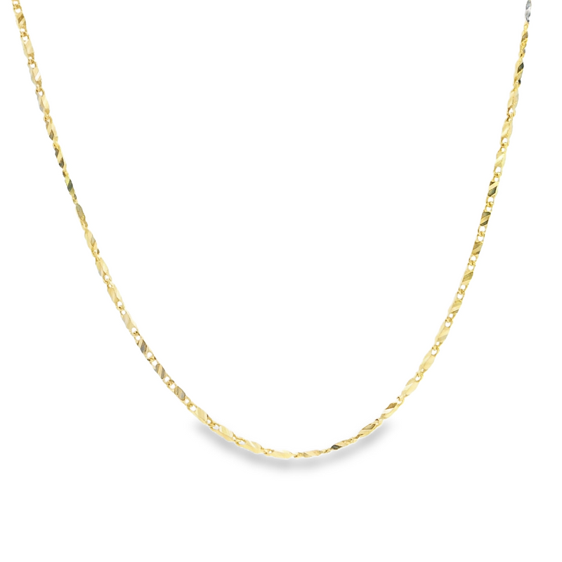 10K YG Fancy Diamond Cut Link Chain 20"