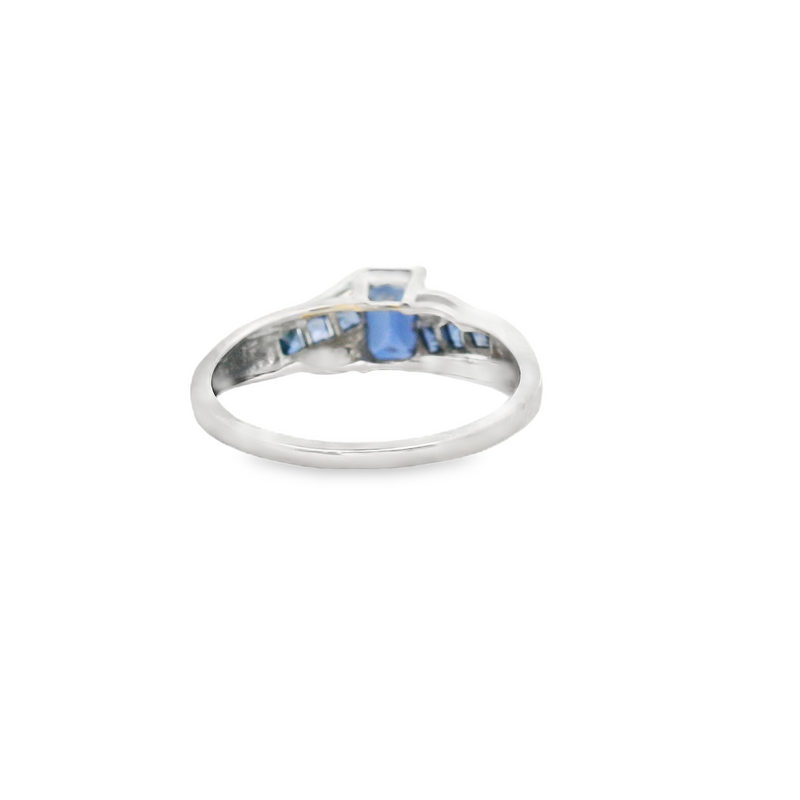 10K WG Lab Grown Blue Sapphire & Diamond Ring