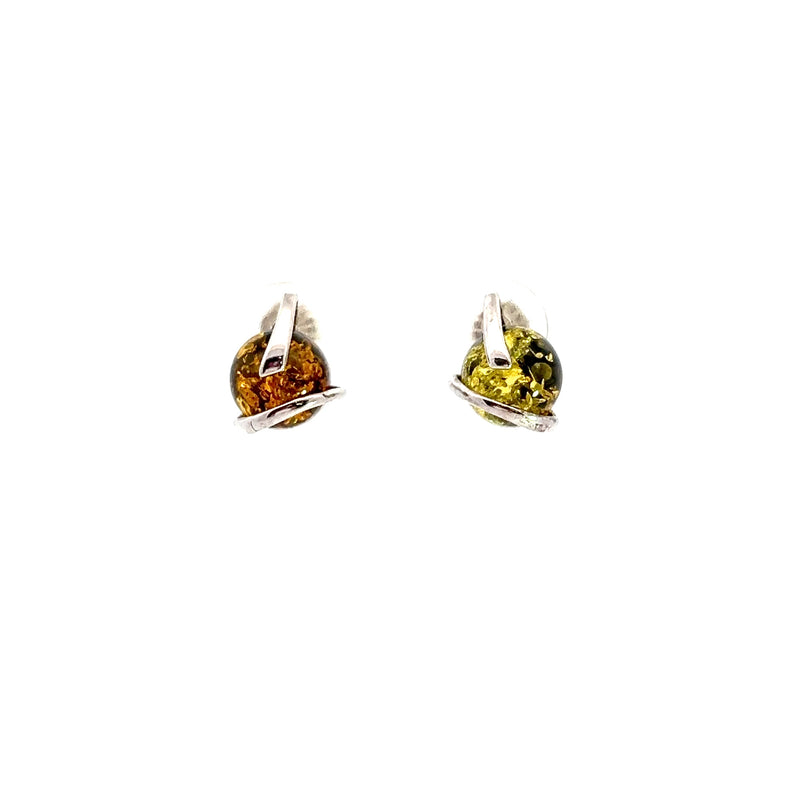 Sterling Silver Amber Stud Earrings