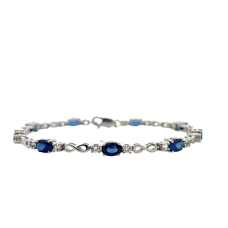 Sterling Silver Created Blue &