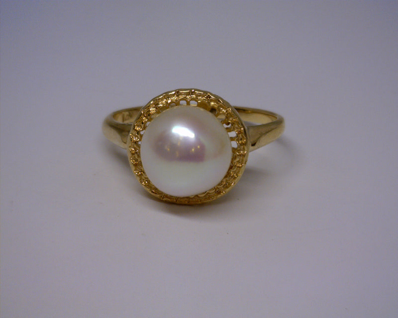 14K YELLOW GOLD PEARL RING