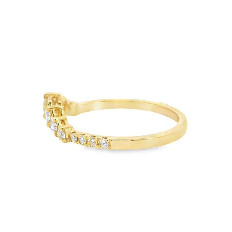 14K YG Curved Diamond Band