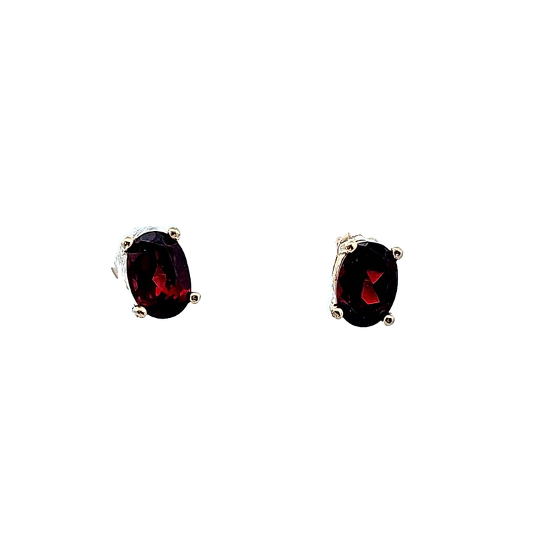 14K YG Garnet Stud Earrings