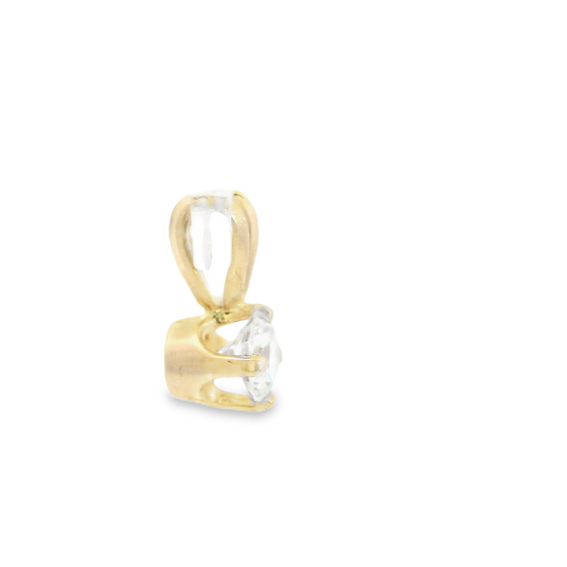 14K YG Solitaire Diamond Pendant