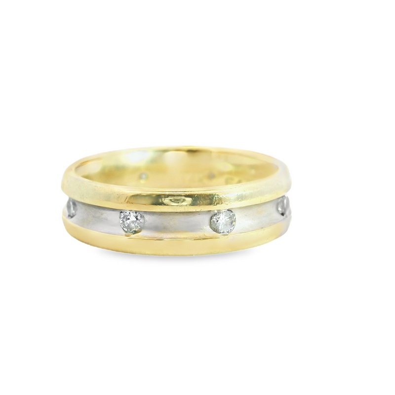 14K Two Tone Diamond Band