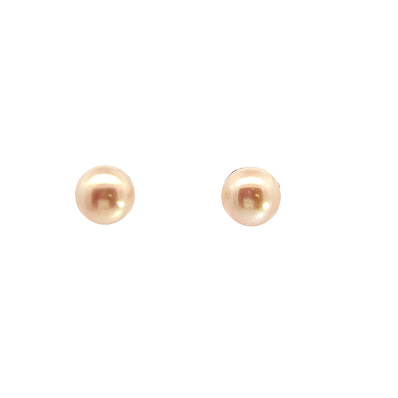 Sterling Silver Light Pink Button Pearl Earrings