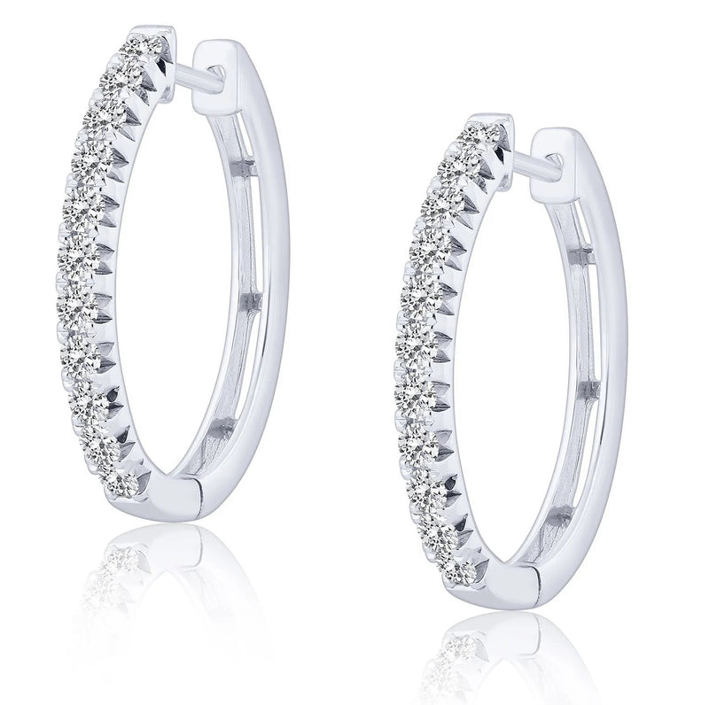 14K WHITE GOLD DIAMOND HOOPS