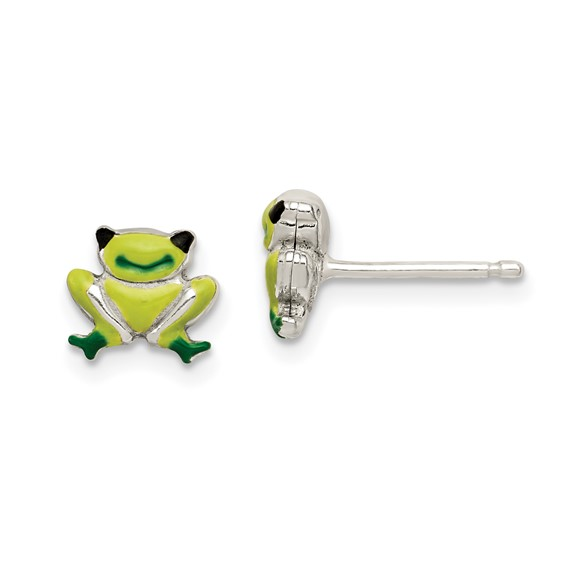 Sterling Silver Frog Enamel Earrings