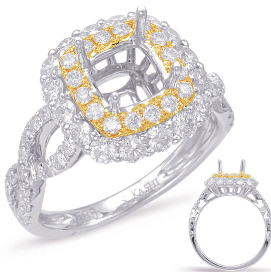 14K TT Diamond Semi Mount Ring