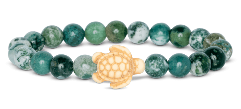 Turtle Bracelet Seagrass Green Stones