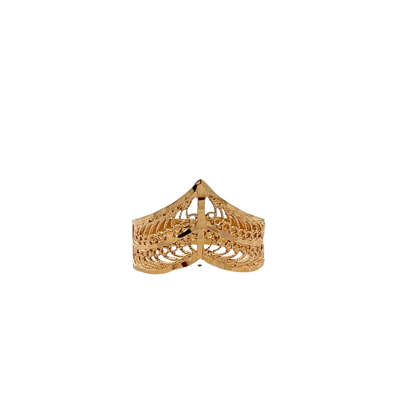 14K YG Filigree Chevron Band