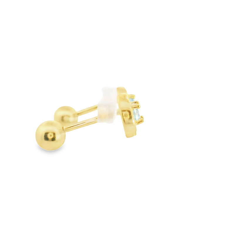 Gold Plated Sterling Silver Turquoise & CZ Stud Earrings