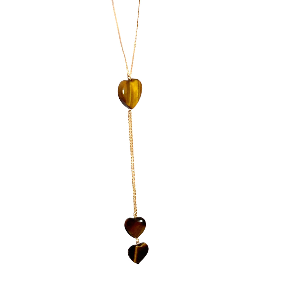 14K YG Heart Shape Tigers Eye Necklace