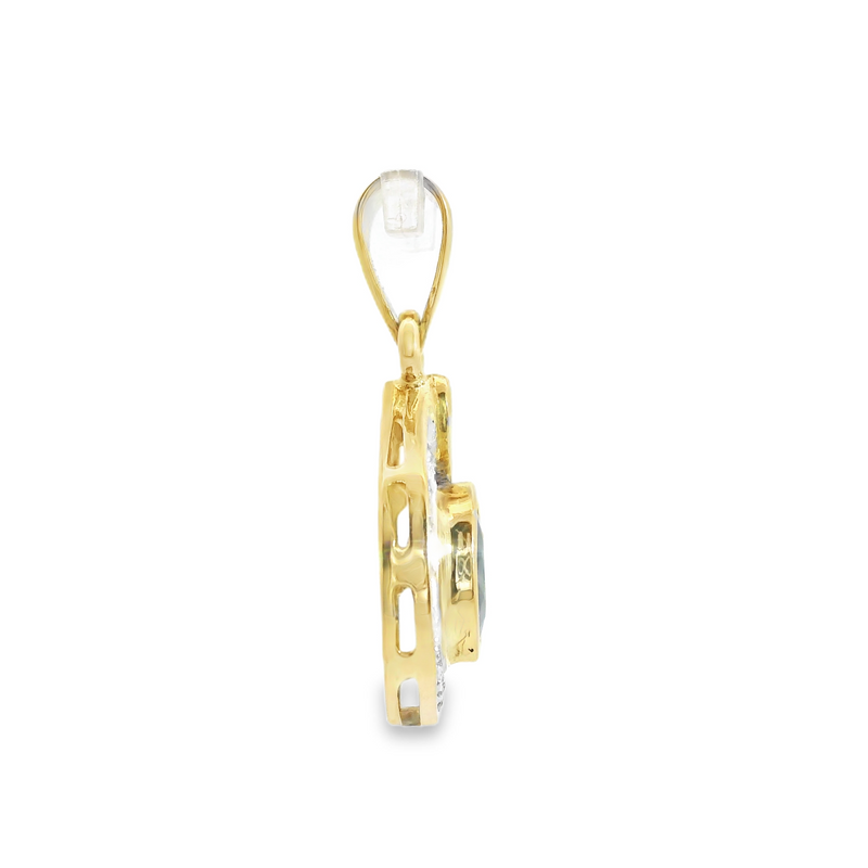 14K YG Sapphire & Diamond Pendant