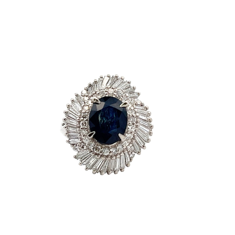 Platinum Sapphire & Diamond Ballerina Ring