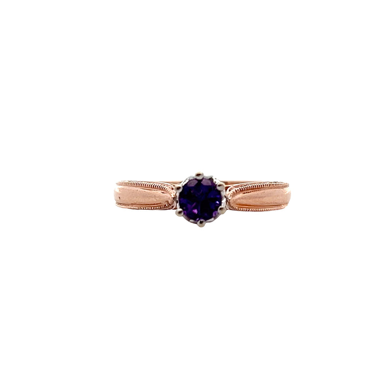 14K RG Amethyst & Diamond Ring