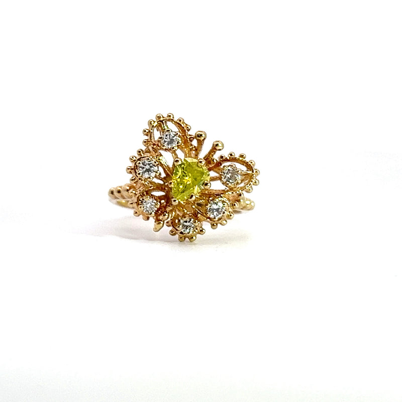 14K YG Butterfly Diamond Ring