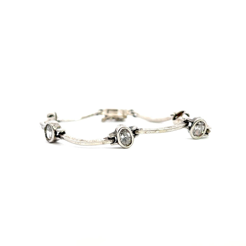 Sterling Silver CZ Link Bracelet