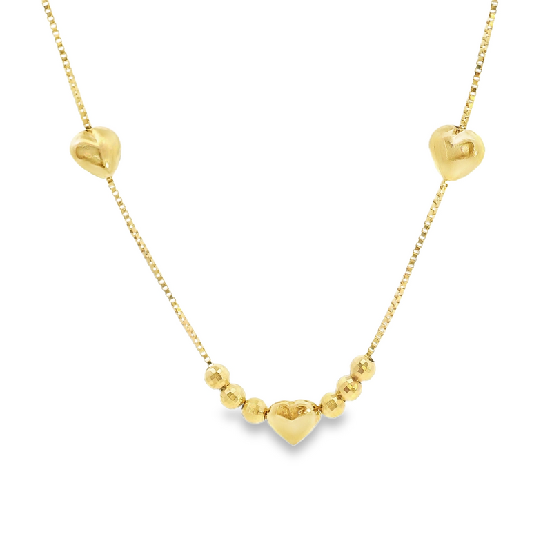 10K YG Heart Necklace 17"
