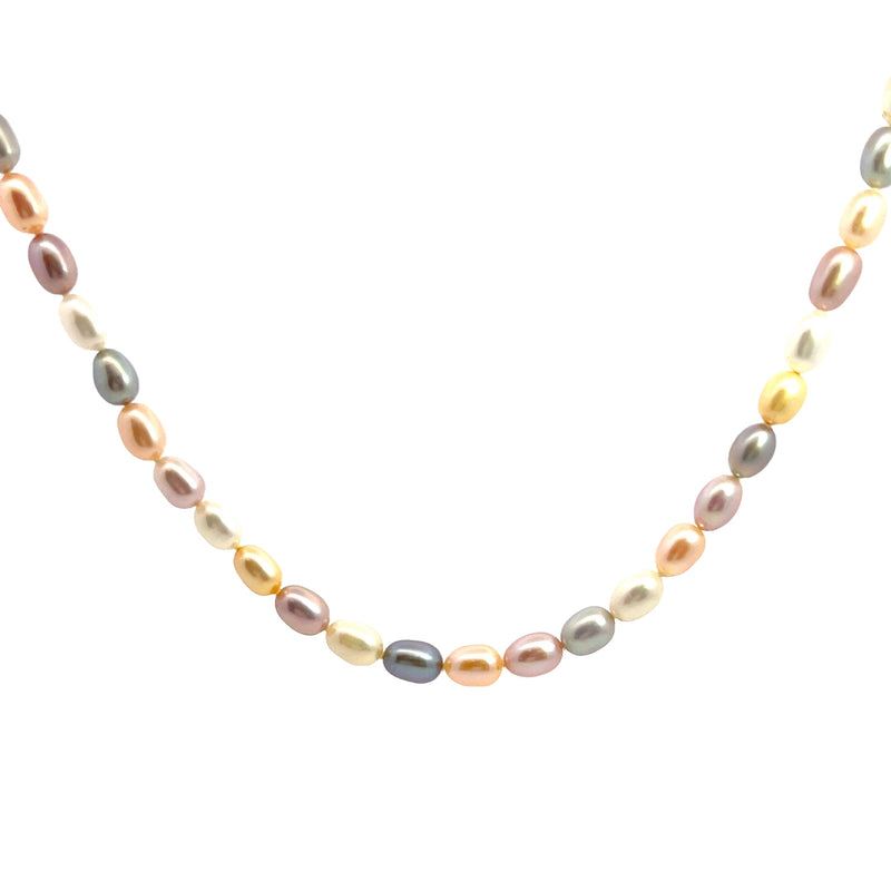 Silver Multi Color Pearl Necklace 16