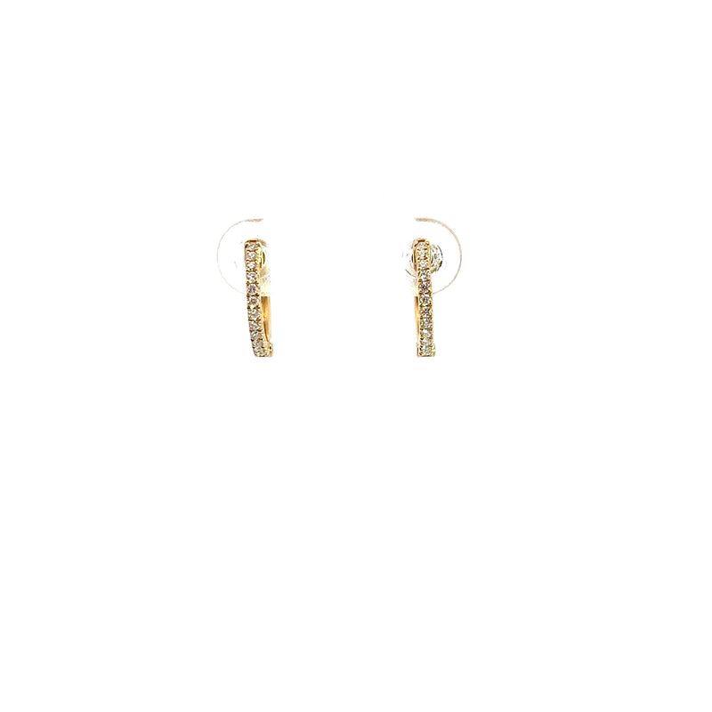 14K YG Diamond Huggie Hoops 0.125 CT TW