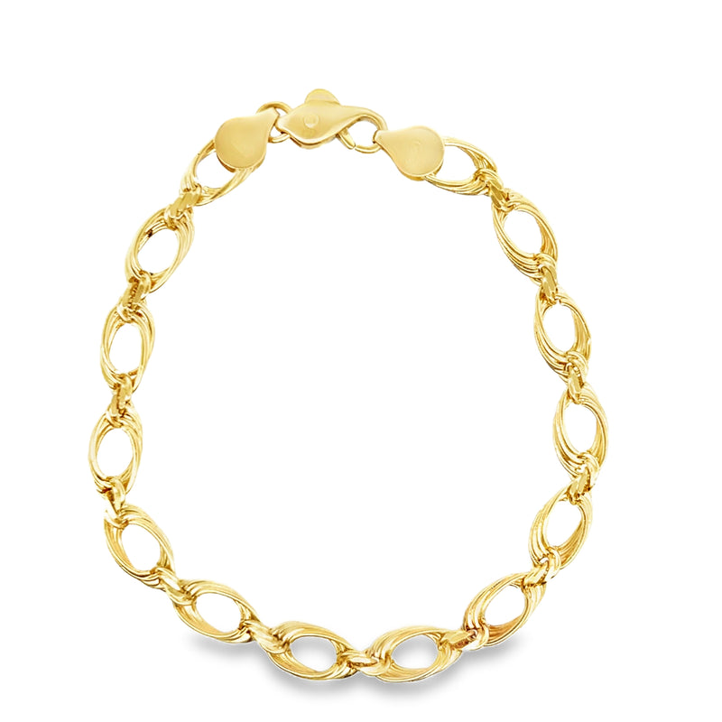 14K YG Open Twisted Oval Link Bracelet 7.5