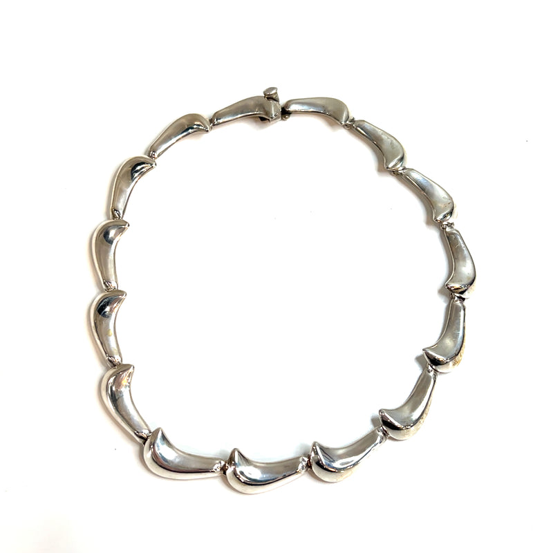 Sterling Silver Mexico Ornate Collar Necklace 18.5