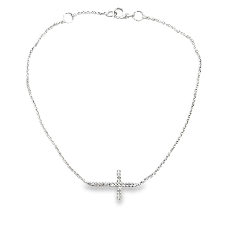 10K WG Diamond Cross Bracelet