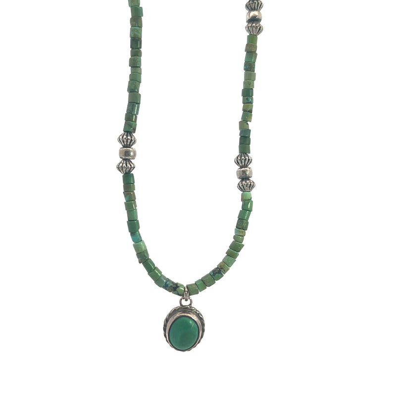 Sterling Silver Turquoise Bead Necklace 19