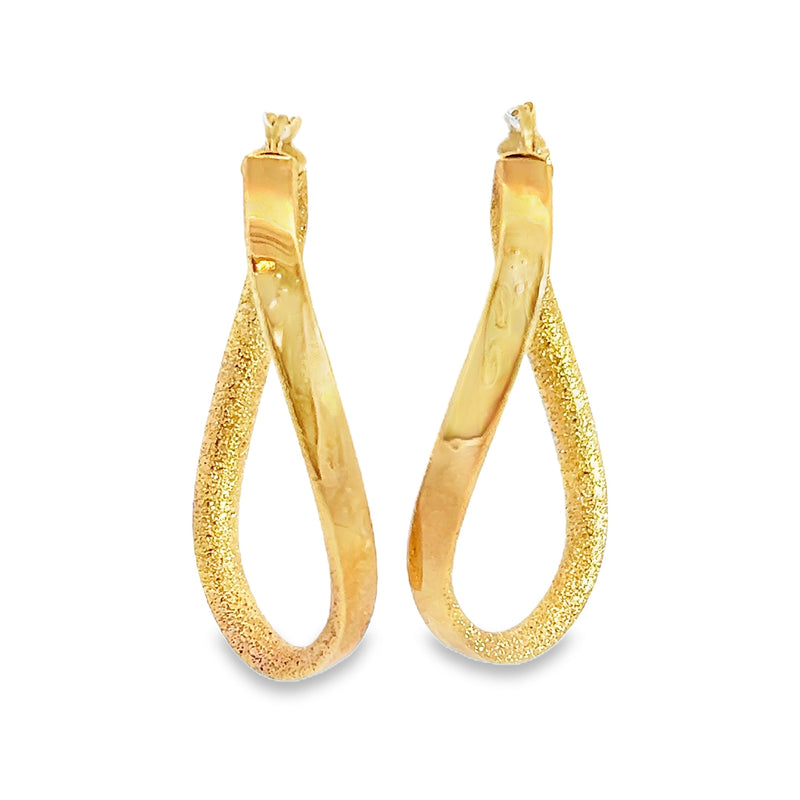 14K YG Oval Twist Earrings