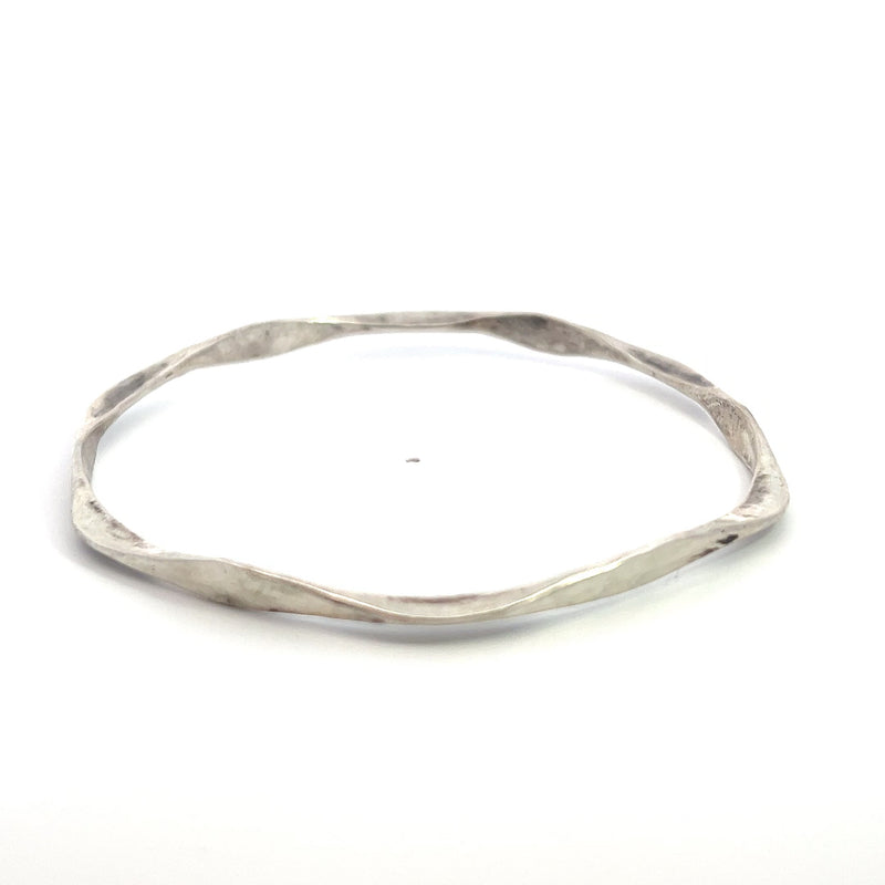 Sterling Silver Geometric Hammered Bangle Bracelet