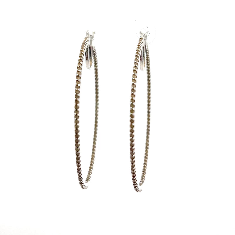 Sterling Silver Diamond Hoop Earrings
