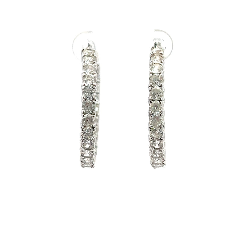 Sterling Silver Inside Out Hoop CZ Earrings