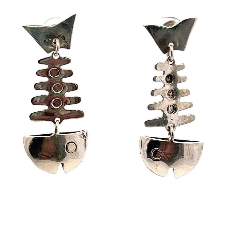 Sterling Silver Fish Bone Earrings