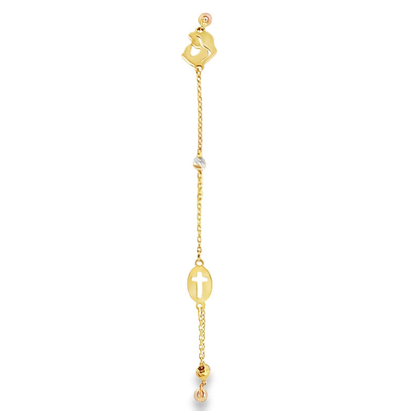 18K Tri Color Religious Bracelet 7