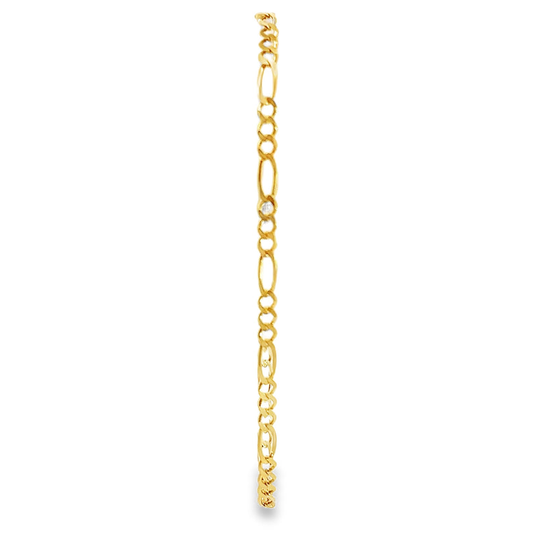 14K YG Figaro Link Bracelet 8.0