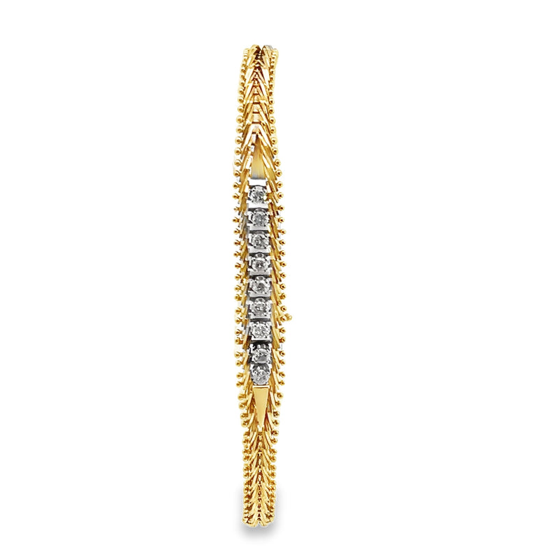 14K YG Fancy Link Diamond Bracelet