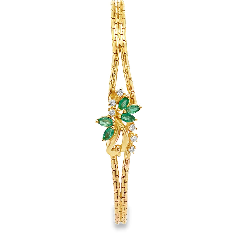 14K YG Emerald & Diamond Bracelet