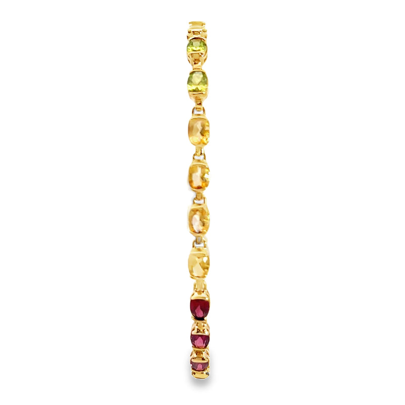 14K YG Multi Gemstone Tennis Bracelet