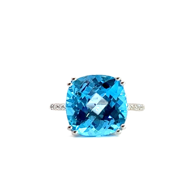 Effy 14K WG Blue Topaz & Diamond Ring