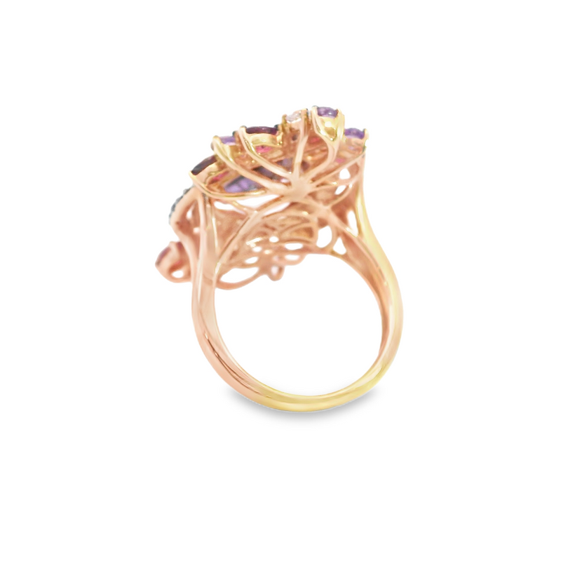 Levian 14K Rose Gold Amethyst, Garnet & White Topaz Ring